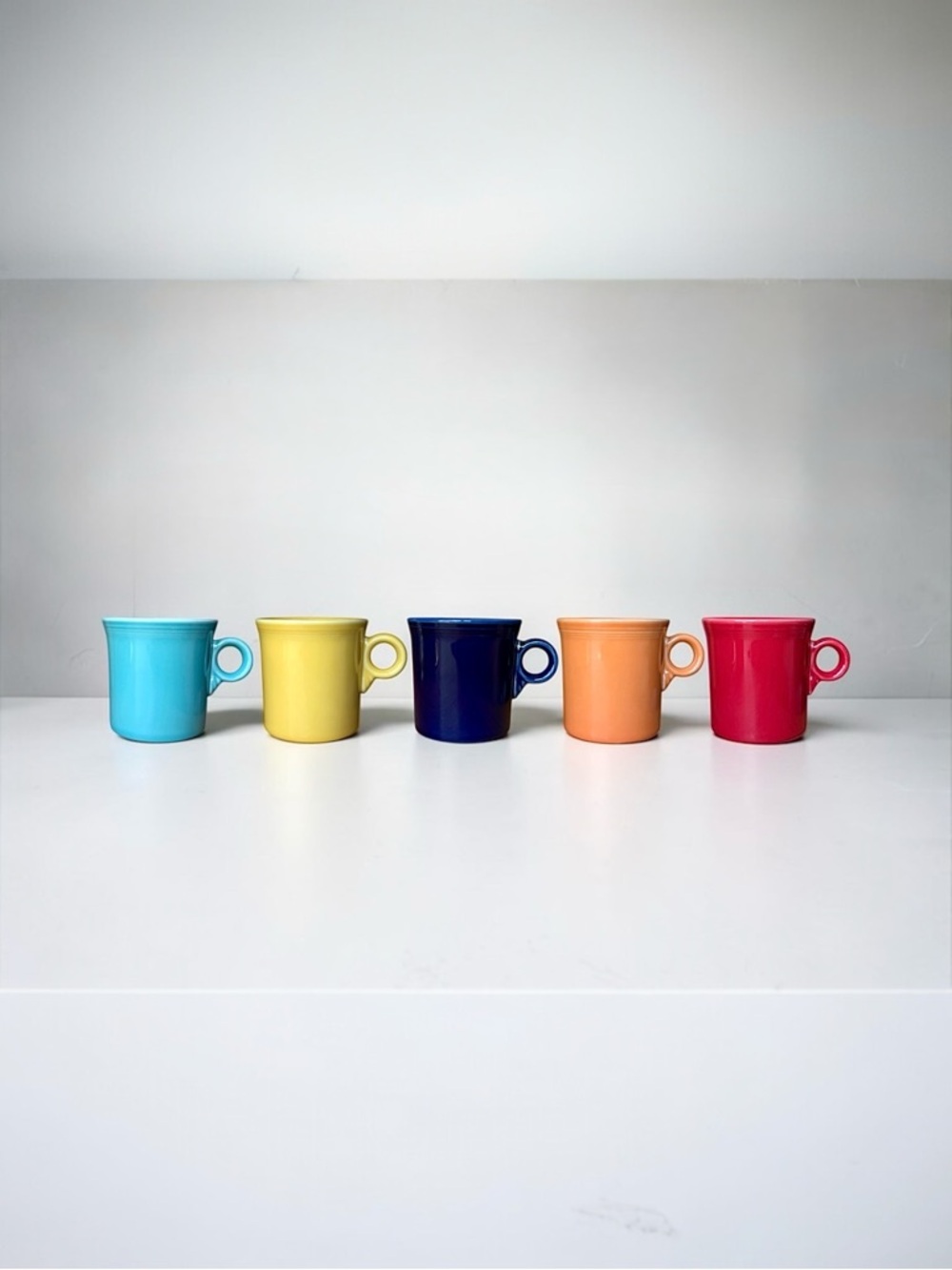 Homer Laughlin Fiesta Ceramic Mugs - Turquoise, Yellow, Navy, Orange, Red